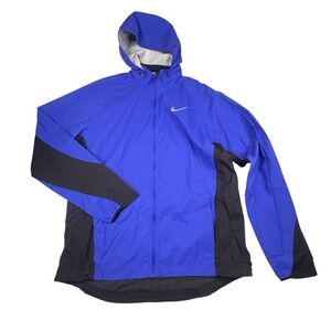 Nike Shield Jacket Men's Medium Blue & Black Full Zip Hooded Running Activewear